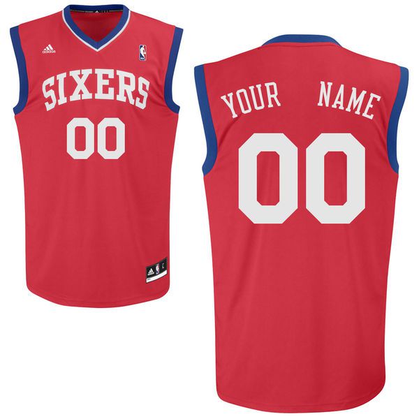 Men Adidas Philadelphia 76ers Custom Replica Alternate Red NBA Jersey